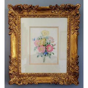 Gouache aquarelle entourage de Pierre Joseph REDOUTÉ 