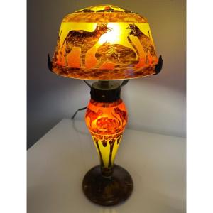 Lampe Le Verre Français dit lampe aux chats 