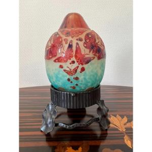 French Glass Night Light With Butterflies 