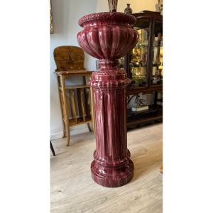 Column And Flowerpot Attributed To Delphin Massier