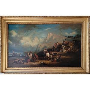 Large Painting By Elisa Boutillier, 19th Century