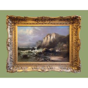 Large Painting By R. Heidland, 19th Century