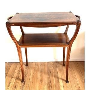Art Nouveau Side Table Decorated With Clematis ( Majorelle )