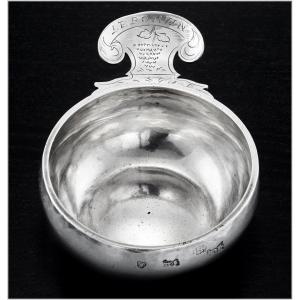 Jean René Roussel : Rare 18th Century French Sterling Silver Wine Taster +168g - Rouen 1747