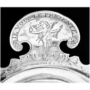 Antoine Lagenet : Rare Large Wine Tasting Cup In Solid Silver, 18th Century, Rouen, 1749