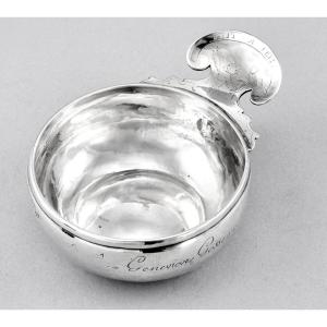 Lagenet : Normandy Wine Taster In Solid  Silver 113.4 G Regency Period Rouen 1722