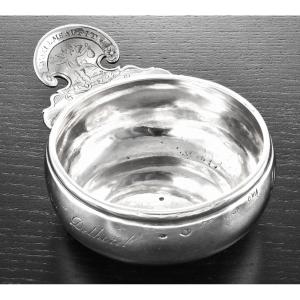 Lamoureux: Large Norman Wine Taster In Solid Silver, 145 G, Rouen 1772