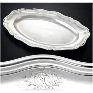 Morel: Rare 18th Century Large French Solid Silver Oval Partridge Platter Paris 1776