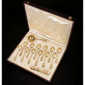 Puiforcat: 14-piece Vermeil Sterling Silver Tea Service - Original Box