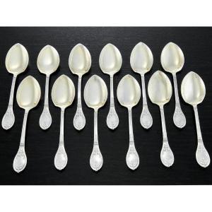 Lapparra: Solid Silver Vermeil Ice Cream Service, St. Empire Style, Baron Gerard, Case