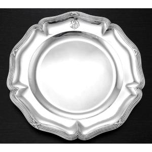 Puiforcat : Large Louis XVI Style Sterling Silver Circular Dish 