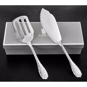 Puiforcat : Pair Of Sterling Silver Fish Servers, Elysee Pattern