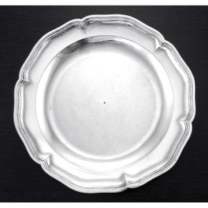 Reconseil : Large  18th Century Round Solid Silver Platter Louis XV Period, Paris 1744