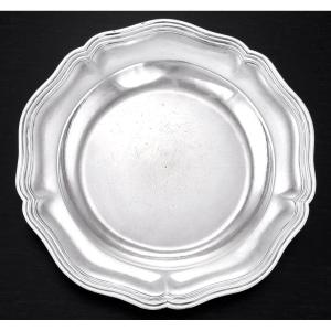 Devraignes: Round Solid Silver Dish, 18th Century, Normandy, Falaise 1768-74
