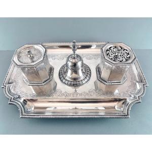 Aucoc : Large Regency Sterling Silver Inkwell +1.9 Kg