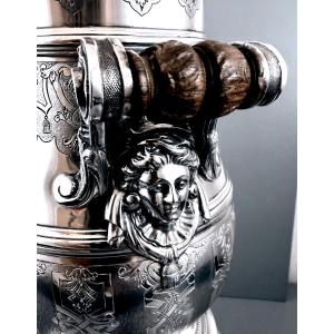 Tetard : Important Silver Samovar / Tea Fountain St . Regence Mascarons