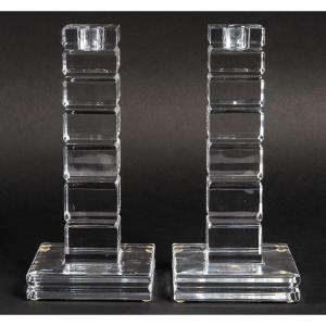Cristallerie Saint Louis And Jean Sala Pair Of Candlesticks