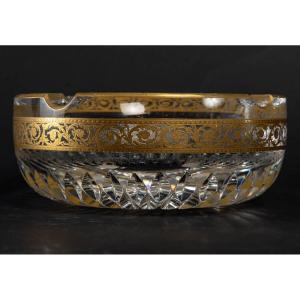 Cristallerie De Saint Louis, Ashtray (large Model), Model Thistle Gold