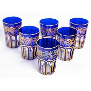 Baccarat Crystal, 6 Cobalt Blue Tea Glasses