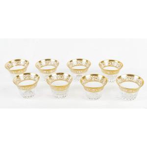 Cristallerie Saint Louis, Set Of 8 Oriental Gold Coffee Cups