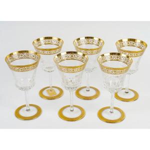 Cristallerie Saint Louis Box Of 6 American Water Glasses No. 1 Thistle Gold Model
