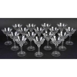 Cristallerie Saint Louis 16 Champagne Cups Tommy Model In Clear Crystal