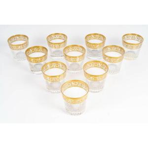 Saint Louis Crystal Thistle Model 10 Old Fashion Whiskey Tumblers Large Model 10 Cm