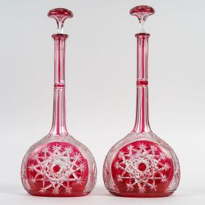 Baccarat Crystal, Pair Of Decanters, Collection Known As "du Tsar", Original Edition