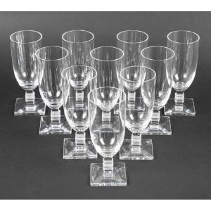 Maison Lalique France Set Of 6 Champagne Flutes "argos" Model