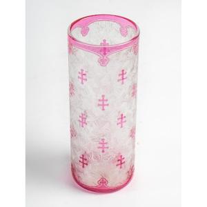 Baccarat, Tube Vase With Lorraine Crosses