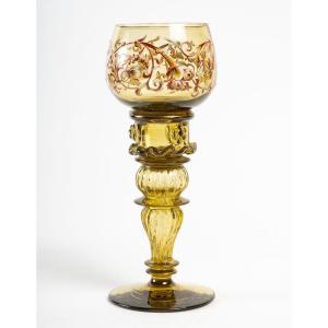 Emile Gallé Crystal, Large Enameled Glass