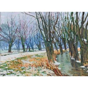 Louis Jacques Vigon (1897-1985): Snow At Saint Martin De Boscherville