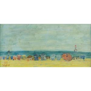 Lyne Seybel (1919-2009): Trouville Beach, Les Roches Noires