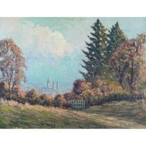 Narcisse Henocque (1879 - 1952): Rouen View From The Heights