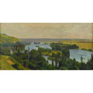  Joseph Delattre (1858 - 1912): The Seine Seen From The Bonsecours Coast