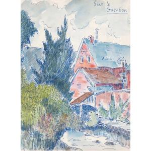 René Sautin (1881 - 1968): On The Gambon - Towards The Grand Val 