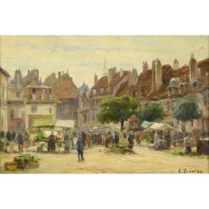 Edmond Quinton (1892-1969) - Market Day In The Village Square