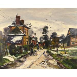 Gaston Sebire (1920-2001) - Manor And Path Under The Snow