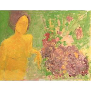 Lyne Seybel (1919-2009) : Nude With Flowers