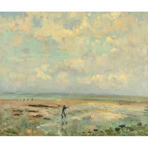 Albert Malet (1905-1986) : Fishermen At Low Tide