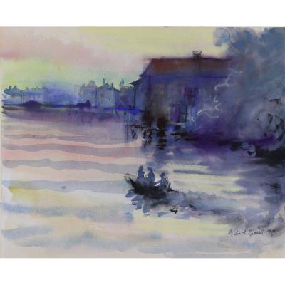 Alain Azemar: Boat On Water, Evening Light