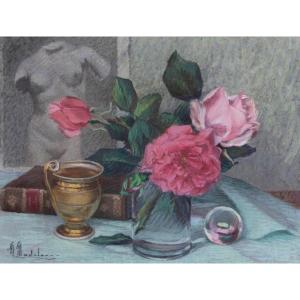 Hippolyte Madelaine (1871-1966): Vase Of Roses