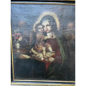 Tableau  XVll  ème  Marie Et Jésus. 