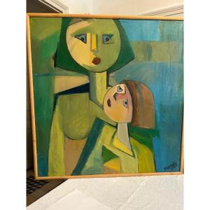 Tableau école Polonaise signé Andrzey Mamak.