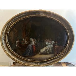 18th Century Painting Oil On Canvas, Re-painting.
