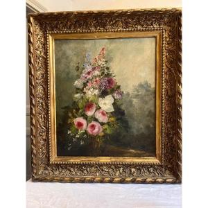 Flower Vase Frame Painting With Various Animals.