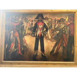 Oil Painting On Panel, Carnival, Monogram