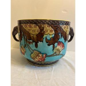 Elephant Cache Pot Vase Monogram Cm Circa 1900