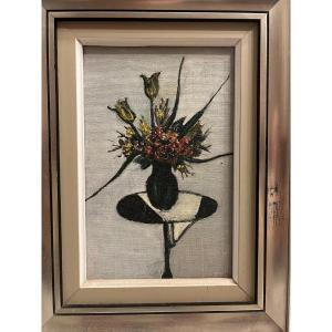 Painting Signed Dated On The Back Paul Marchal. Flowers In A Vase.