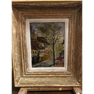 Painting Place Du Tertre Paris Signed Illegible. 